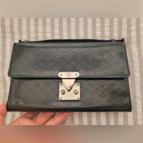 Glace Anouchka Pochette MM Noir Monogram Black Clutch - Picture 15 of 16